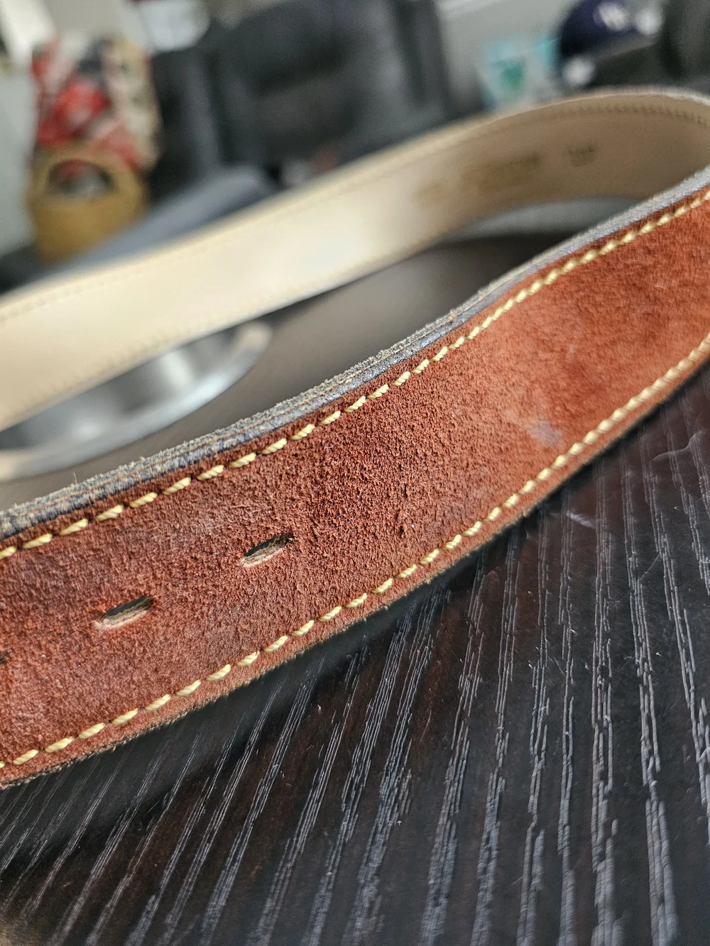 Vintage 1970s JCPenney Genuine Split Cowhide Brown Leather Belt Brass Buckle
